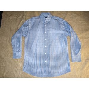 Hugo Boss Men's Blue Plaid Long Sleeve Shirt Size 16.5 regular fit